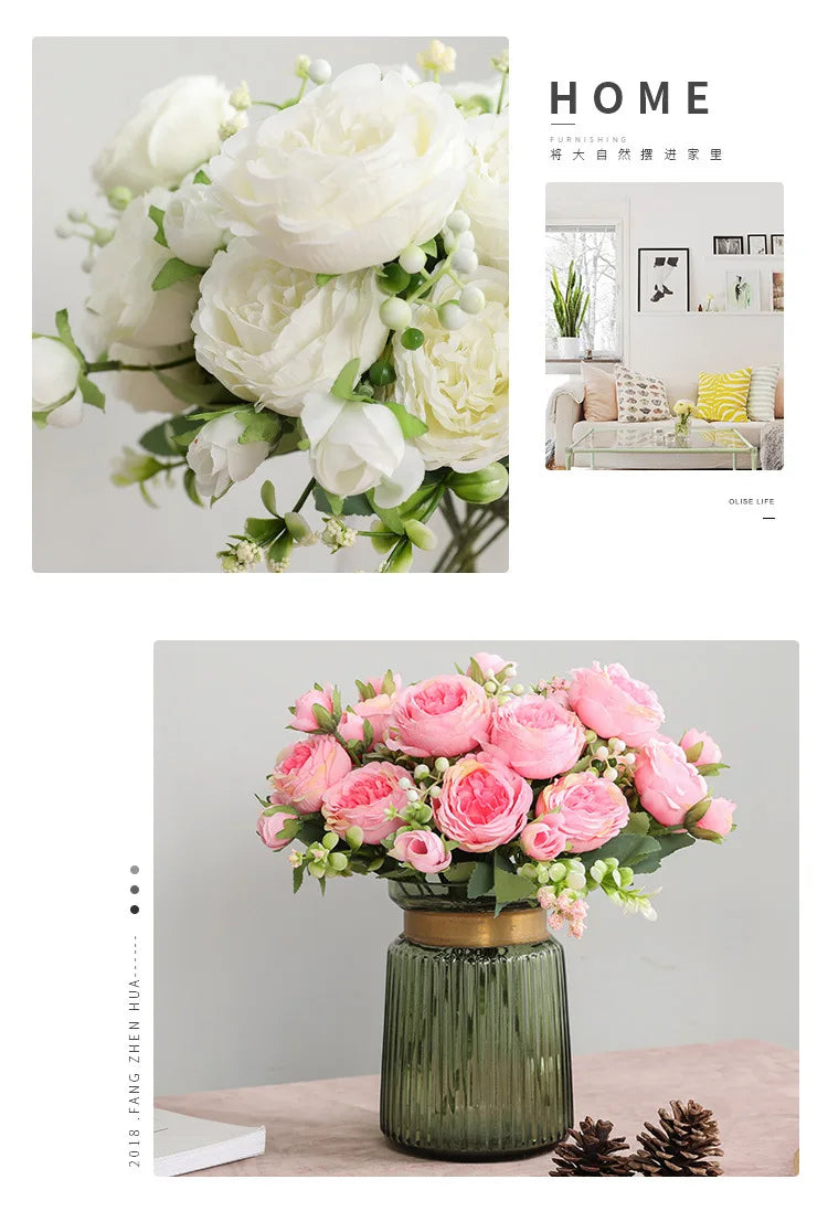 1Bundle 5 Flower Persian Peony Wedding Bouquet Artificial Flower Peony Valentine Decoration Diy Vase Home Living Room Decoration