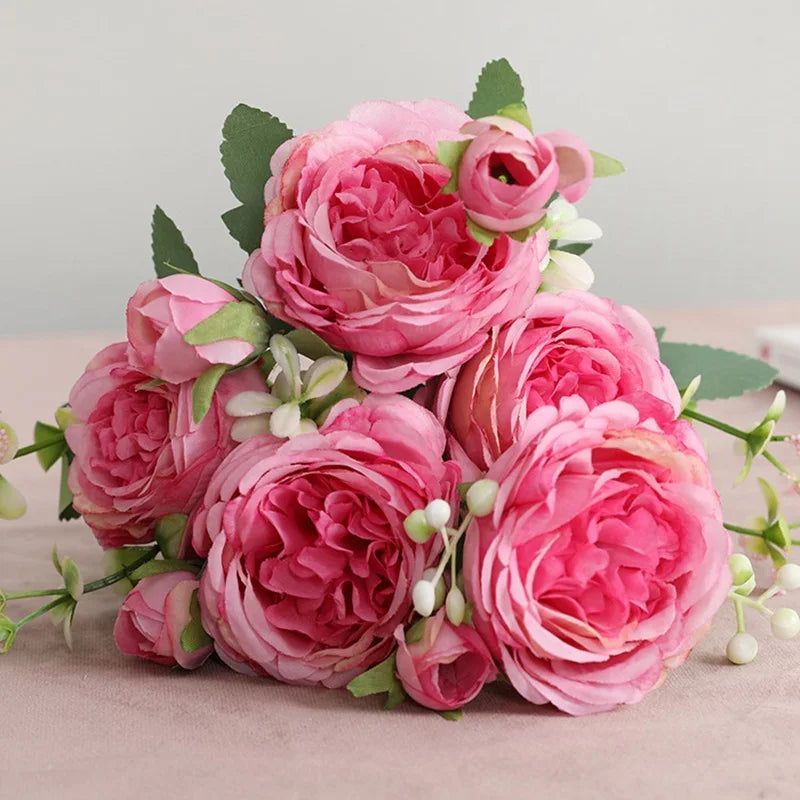 1Bundle 5 Flower Persian Peony Wedding Bouquet Artificial Flower Peony Valentine Decoration Diy Vase Home Living Room Decoration