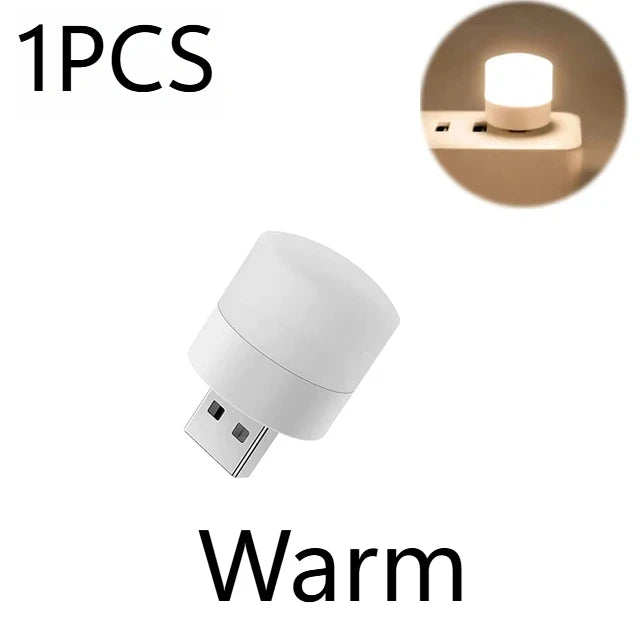 1/10Pcs Mini USB Night Light Eye Protection Book Reading Light USB Plug Computer Mobile Power Charging LED Night Lamp Warm White