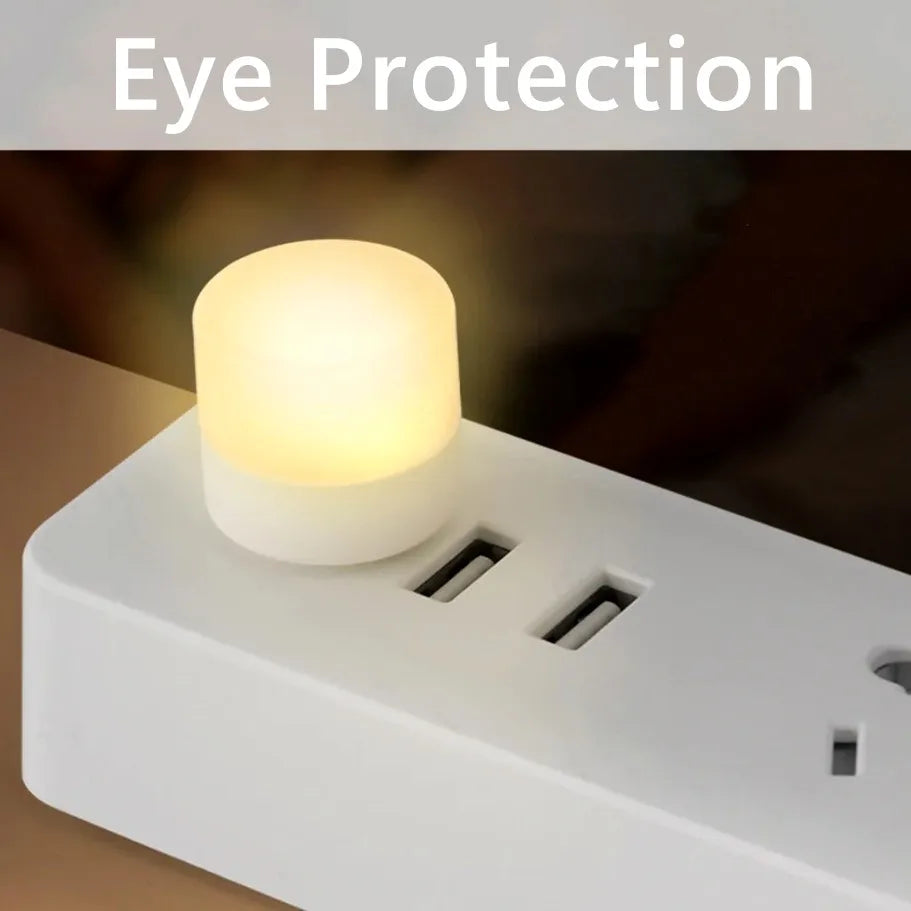 1/10Pcs Mini USB Night Light Eye Protection Book Reading Light USB Plug Computer Mobile Power Charging LED Night Lamp Warm White
