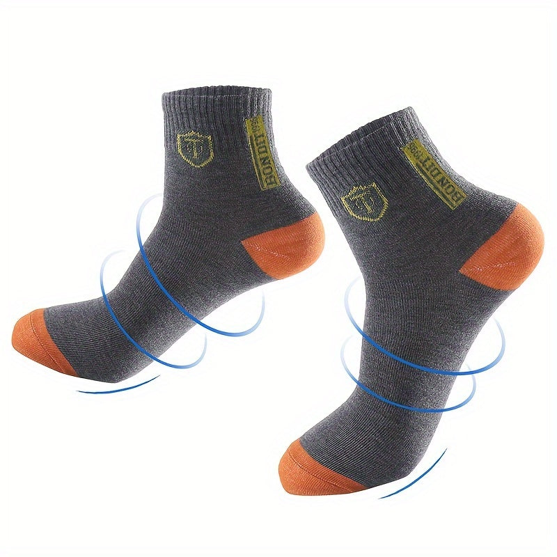 [6pcs Breathable Crew Socks Comfortable] 6pcs LIJIE Men's Breathable Crew Socks - Casual Business Style with Letter Print, Comfortable Polyester & Spandex Blend, Hand Wash Only, Assorted Colors, Versatile Dress Socks|Logo Pri