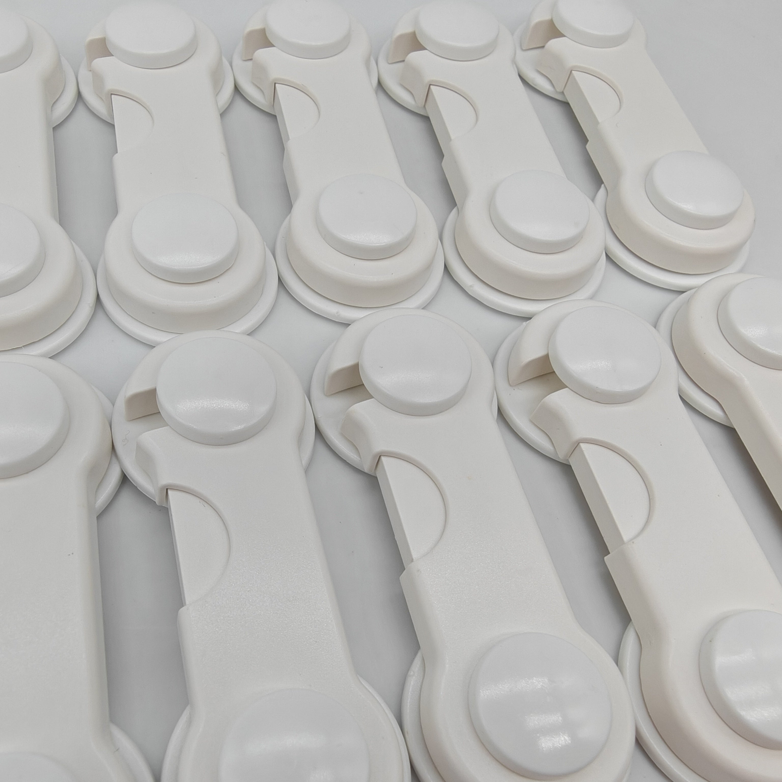 [10pcs Safety Locks for Cabinets] 10pcs Youngsters Safety Locks - Durable ABS Plastic, Phthalate-Free, White - Easy Install for Cabinets, Drawers & Fridges - Hand Pinch Protection, 3.54"x1.18