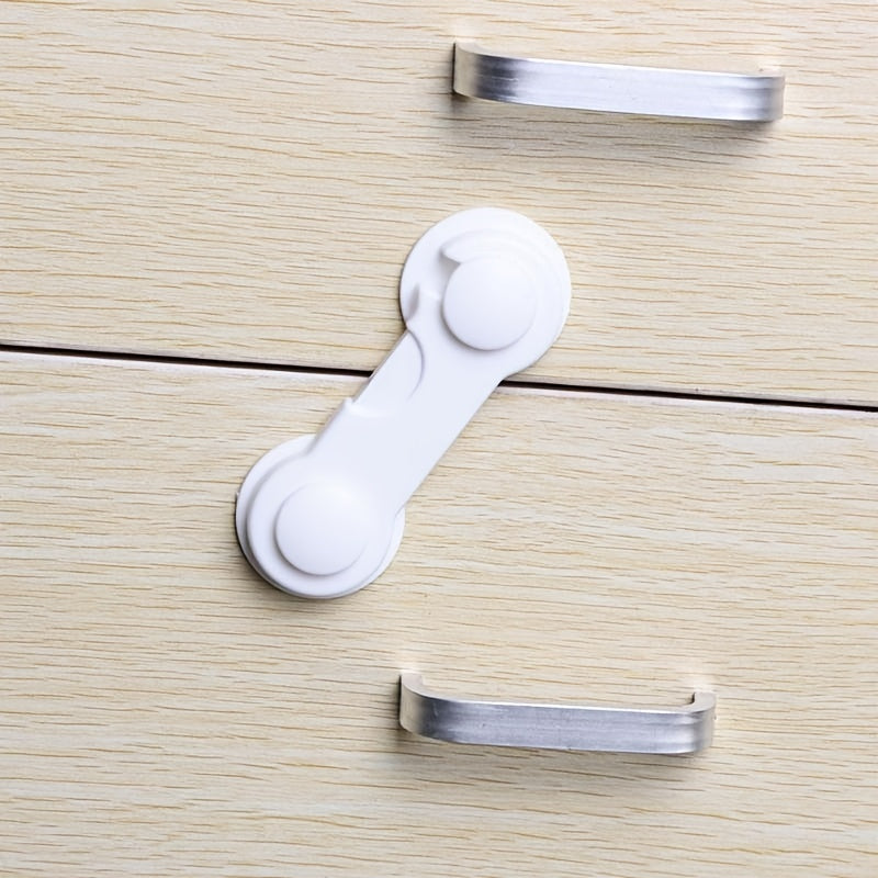 [10pcs Safety Locks for Cabinets] 10pcs Youngsters Safety Locks - Durable ABS Plastic, Phthalate-Free, White - Easy Install for Cabinets, Drawers & Fridges - Hand Pinch Protection, 3.54"x1.18