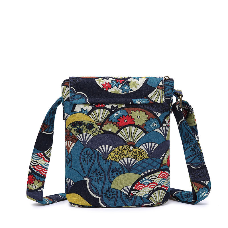 Women's Vintage Floral Canvas Crossbody - Foldable, Adjustable Strap, Zipper Closure Holiday Messenger Bag