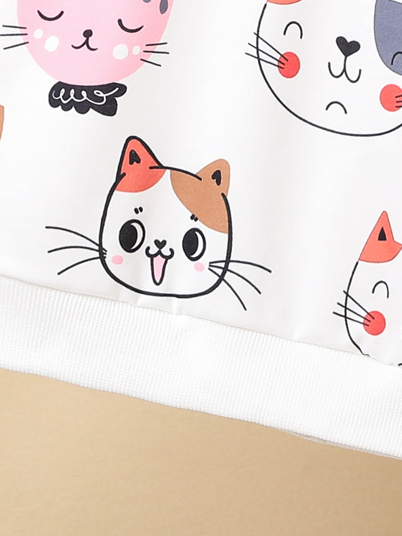 Girls Kitty Print Pullover Long Sleeve Crew Neck Sweatshirt Top Kids Fall Clothes