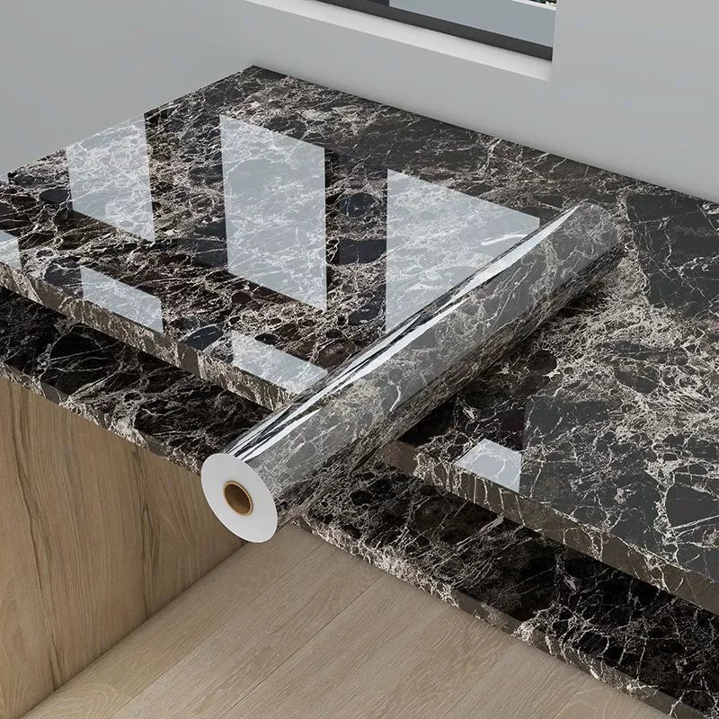 Marble Kitchen Oil-Proof Film Stove Waterproof Moisture-Proof Self-Adhesive Wallpaper Countertop Cabinet Renovation Tile Sticker
