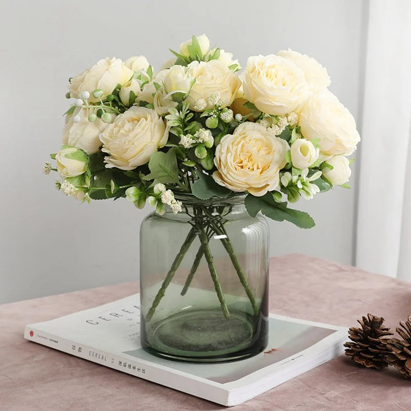 1Bundle 5 Flower Persian Peony Wedding Bouquet Artificial Flower Peony Valentine Decoration Diy Vase Home Living Room Decoration