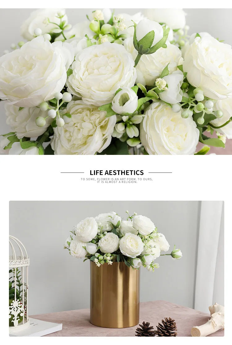 1Bundle 5 Flower Persian Peony Wedding Bouquet Artificial Flower Peony Valentine Decoration Diy Vase Home Living Room Decoration
