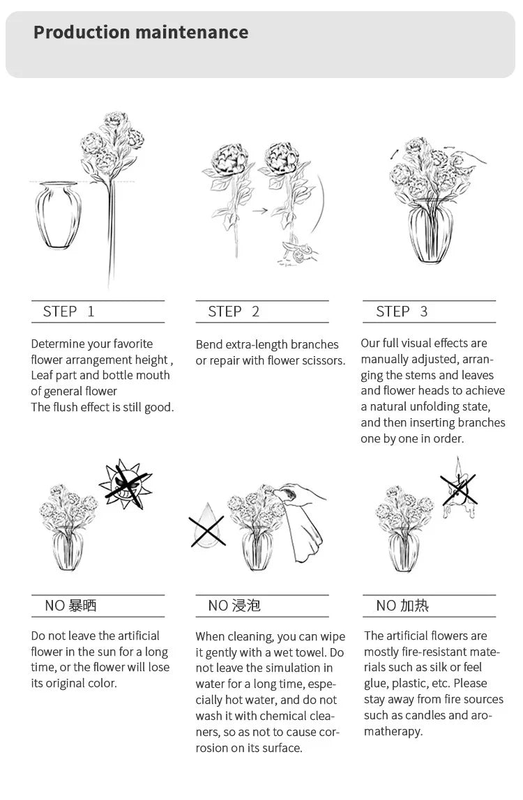 1Bundle 5 Flower Persian Peony Wedding Bouquet Artificial Flower Peony Valentine Decoration Diy Vase Home Living Room Decoration