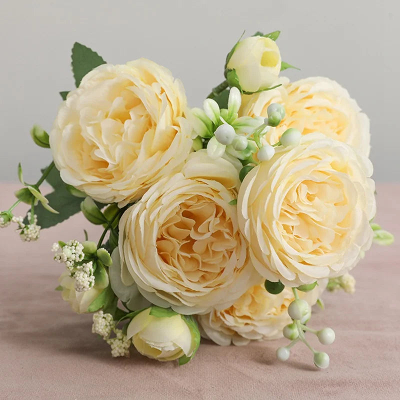 1Bundle 5 Flower Persian Peony Wedding Bouquet Artificial Flower Peony Valentine Decoration Diy Vase Home Living Room Decoration