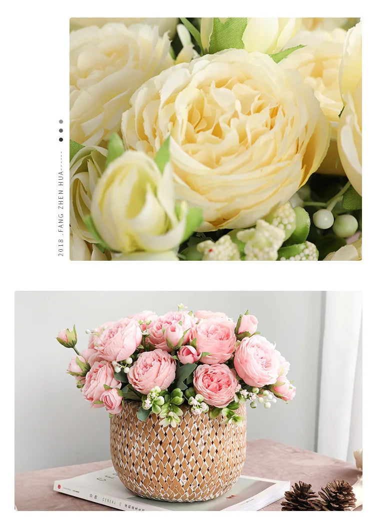 1Bundle 5 Flower Persian Peony Wedding Bouquet Artificial Flower Peony Valentine Decoration Diy Vase Home Living Room Decoration