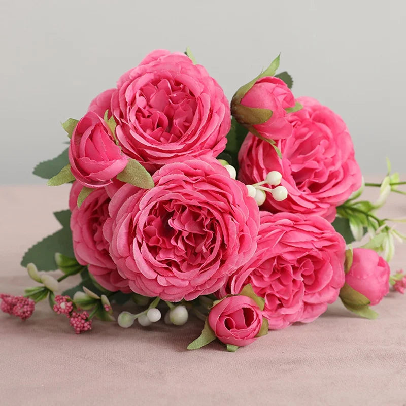 1Bundle 5 Flower Persian Peony Wedding Bouquet Artificial Flower Peony Valentine Decoration Diy Vase Home Living Room Decoration