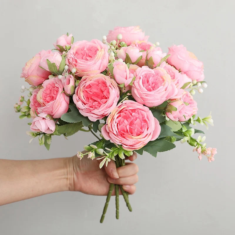 1Bundle 5 Flower Persian Peony Wedding Bouquet Artificial Flower Peony Valentine Decoration Diy Vase Home Living Room Decoration