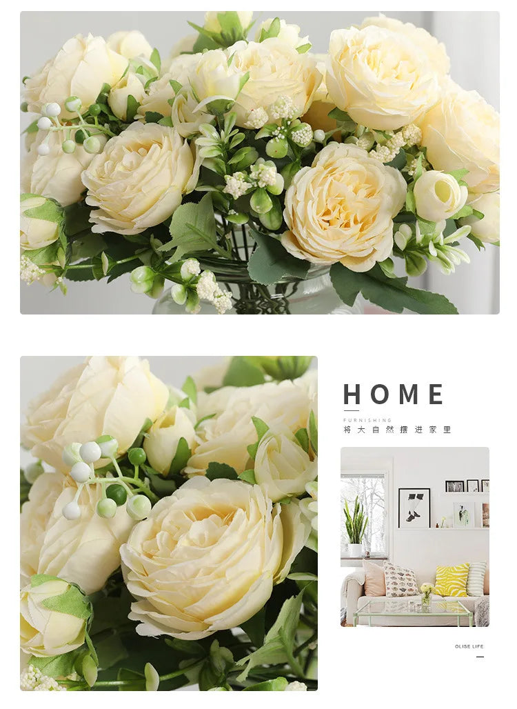 1Bundle 5 Flower Persian Peony Wedding Bouquet Artificial Flower Peony Valentine Decoration Diy Vase Home Living Room Decoration
