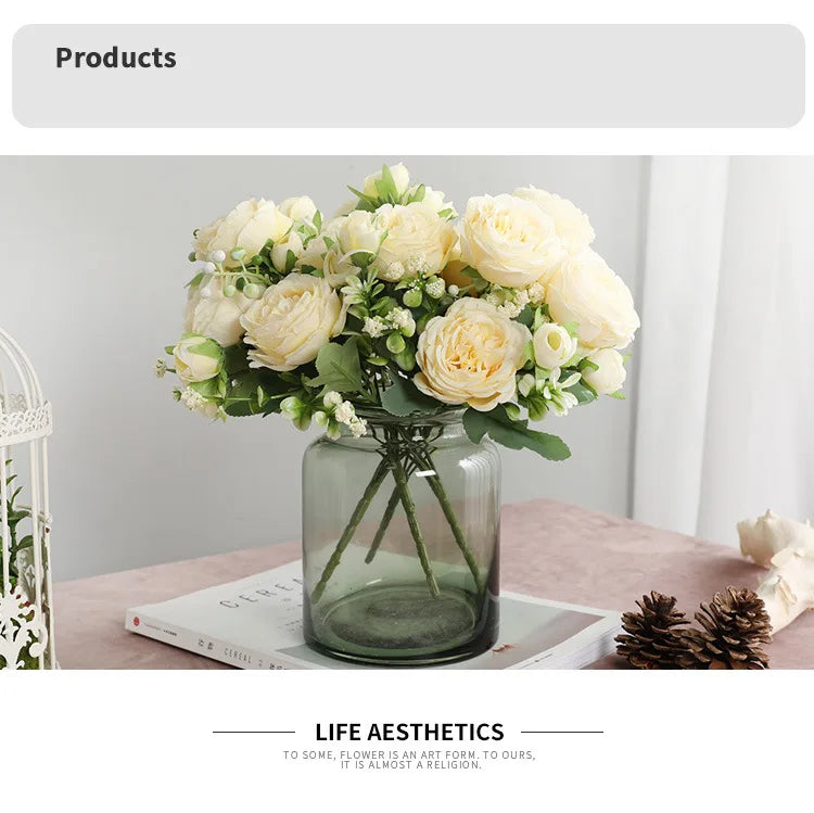 1Bundle 5 Flower Persian Peony Wedding Bouquet Artificial Flower Peony Valentine Decoration Diy Vase Home Living Room Decoration