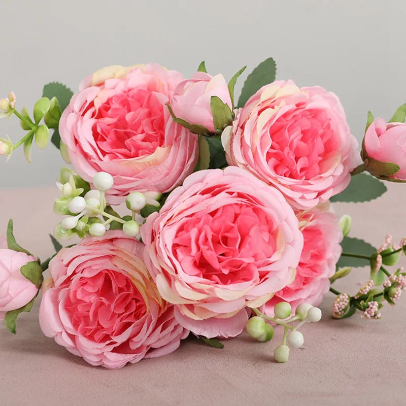 1Bundle 5 Flower Persian Peony Wedding Bouquet Artificial Flower Peony Valentine Decoration Diy Vase Home Living Room Decoration