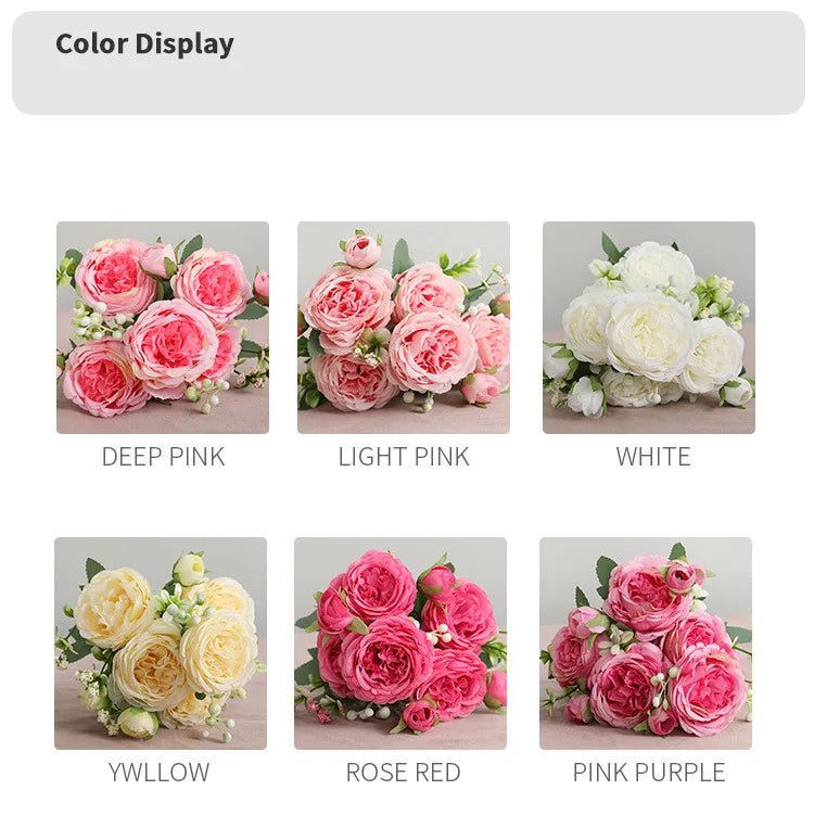 1Bundle 5 Flower Persian Peony Wedding Bouquet Artificial Flower Peony Valentine Decoration Diy Vase Home Living Room Decoration