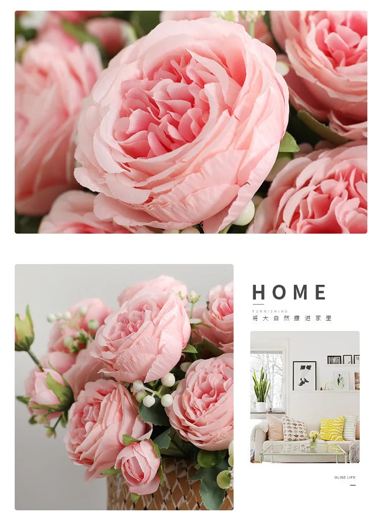 1Bundle 5 Flower Persian Peony Wedding Bouquet Artificial Flower Peony Valentine Decoration Diy Vase Home Living Room Decoration