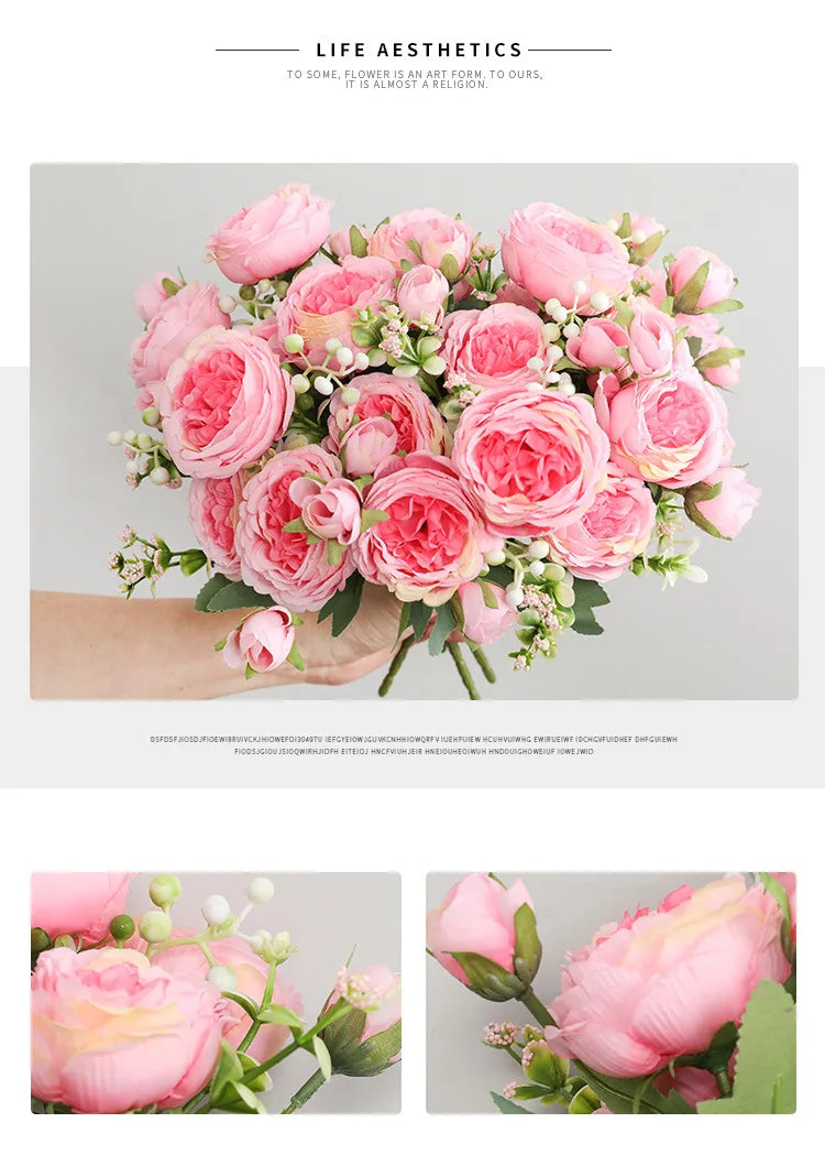 1Bundle 5 Flower Persian Peony Wedding Bouquet Artificial Flower Peony Valentine Decoration Diy Vase Home Living Room Decoration
