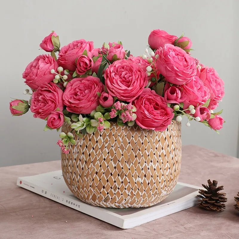 1Bundle 5 Flower Persian Peony Wedding Bouquet Artificial Flower Peony Valentine Decoration Diy Vase Home Living Room Decoration