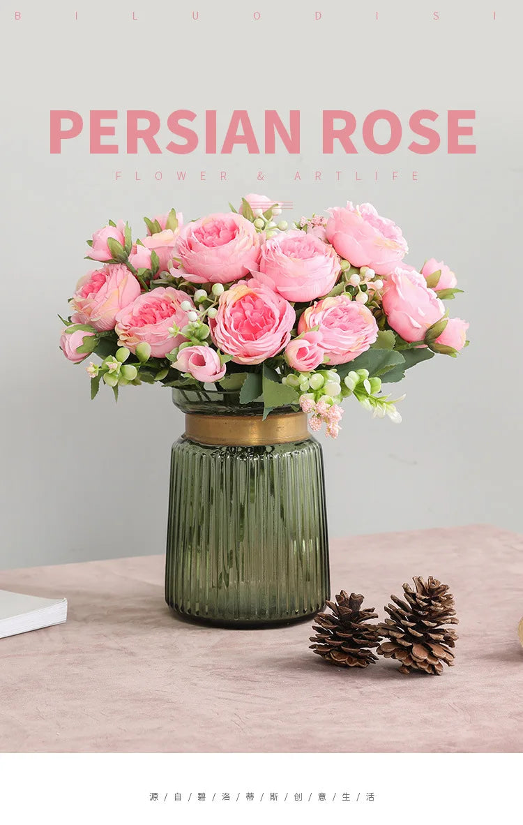 1Bundle 5 Flower Persian Peony Wedding Bouquet Artificial Flower Peony Valentine Decoration Diy Vase Home Living Room Decoration