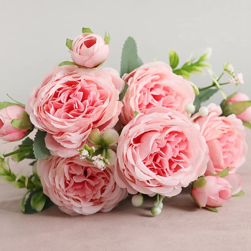 1Bundle 5 Flower Persian Peony Wedding Bouquet Artificial Flower Peony Valentine Decoration Diy Vase Home Living Room Decoration