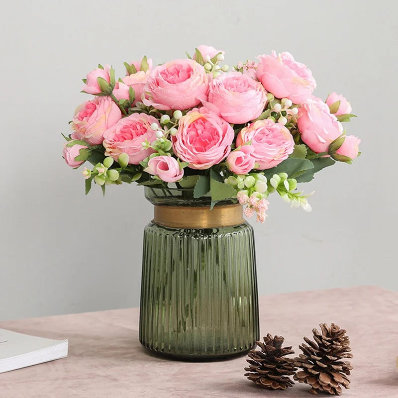 1Bundle 5 Flower Persian Peony Wedding Bouquet Artificial Flower Peony Valentine Decoration Diy Vase Home Living Room Decoration