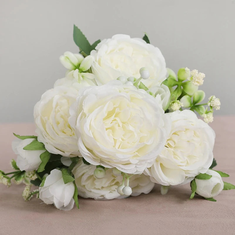 1Bundle 5 Flower Persian Peony Wedding Bouquet Artificial Flower Peony Valentine Decoration Diy Vase Home Living Room Decoration