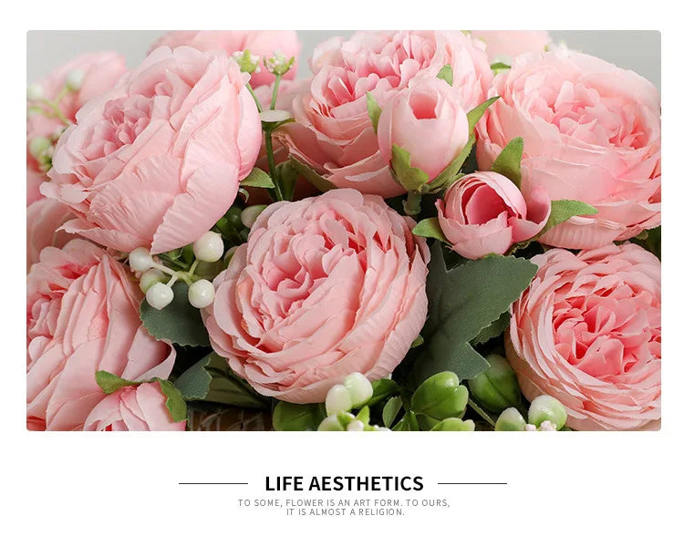 1Bundle 5 Flower Persian Peony Wedding Bouquet Artificial Flower Peony Valentine Decoration Diy Vase Home Living Room Decoration