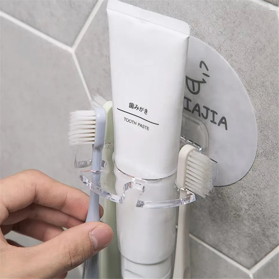 Toothbrush Holder Bathroom Creative Wall Mounted Multipurpose Storage Rack Household Punch Free Toothpaste Razor Holder
