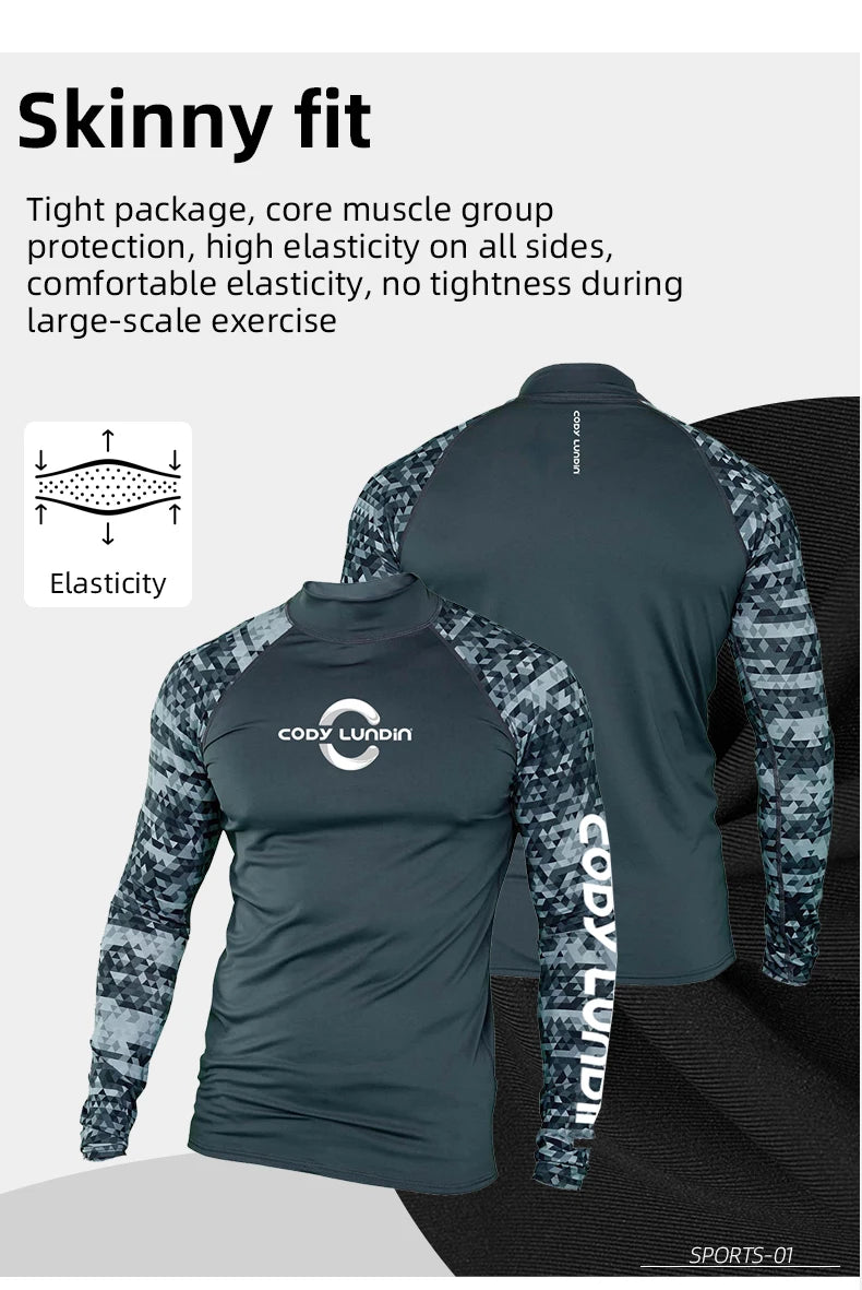 Cody lundin Men's Long Sleeve Shirt UPF 50+ UV Protection Sunscreen Sweatshirt for Hiking Running Workout Swim Surf Rash Gaurd