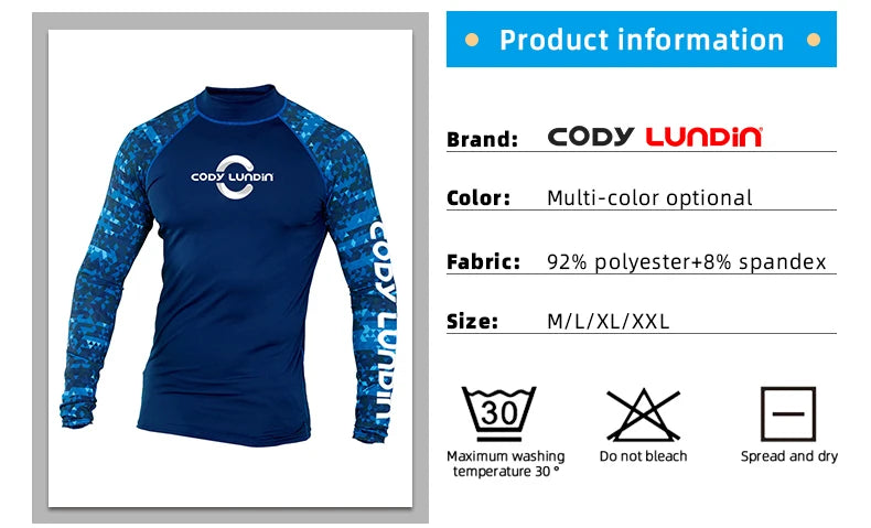 Cody lundin Men's Long Sleeve Shirt UPF 50+ UV Protection Sunscreen Sweatshirt for Hiking Running Workout Swim Surf Rash Gaurd