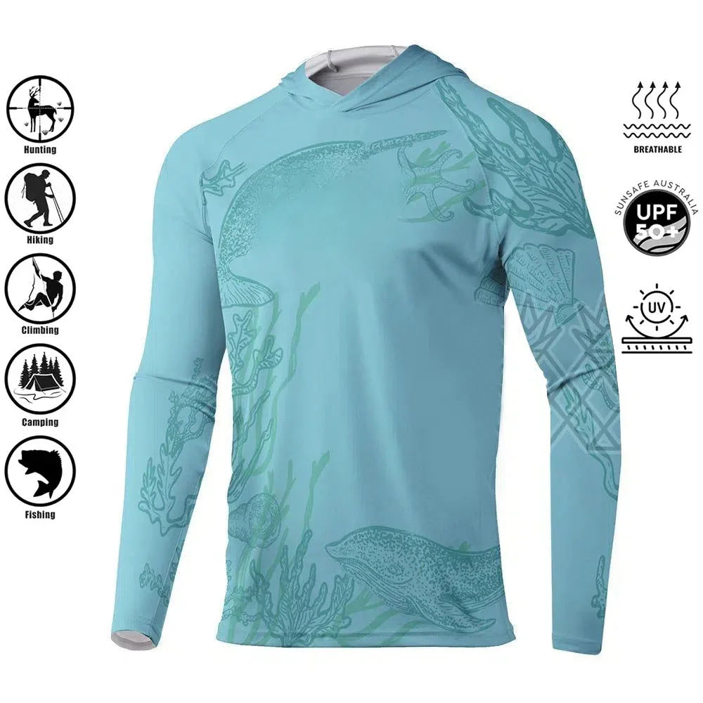 Fishing Shirt Hoodie,UPF 50+ Uv Protection Quick Dry Tops Breathable Outdoor Moisture Wicking Jersey Fishing Apparel shirt