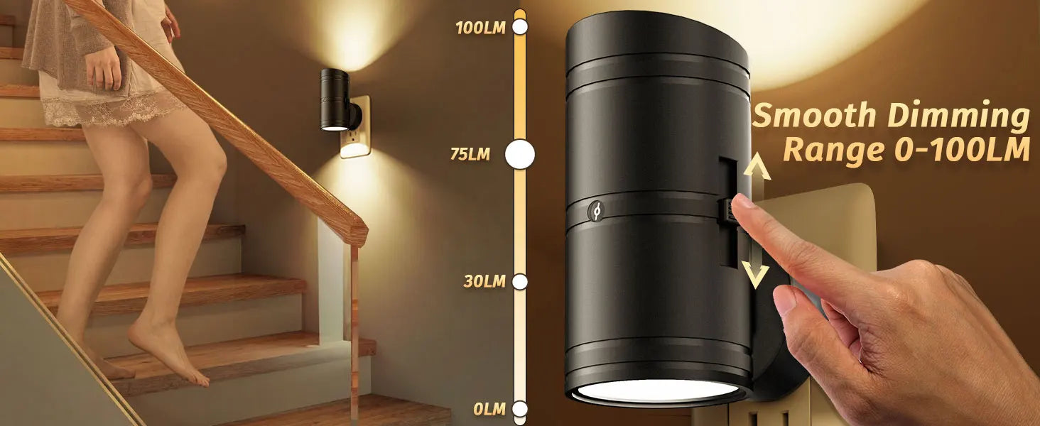 LED Night Light Plug In Smart Motion Sensor Light Dimmable Wall Lamp for Home Aisle WC Hallway Stair Kitchen Bedroom Night Lamp