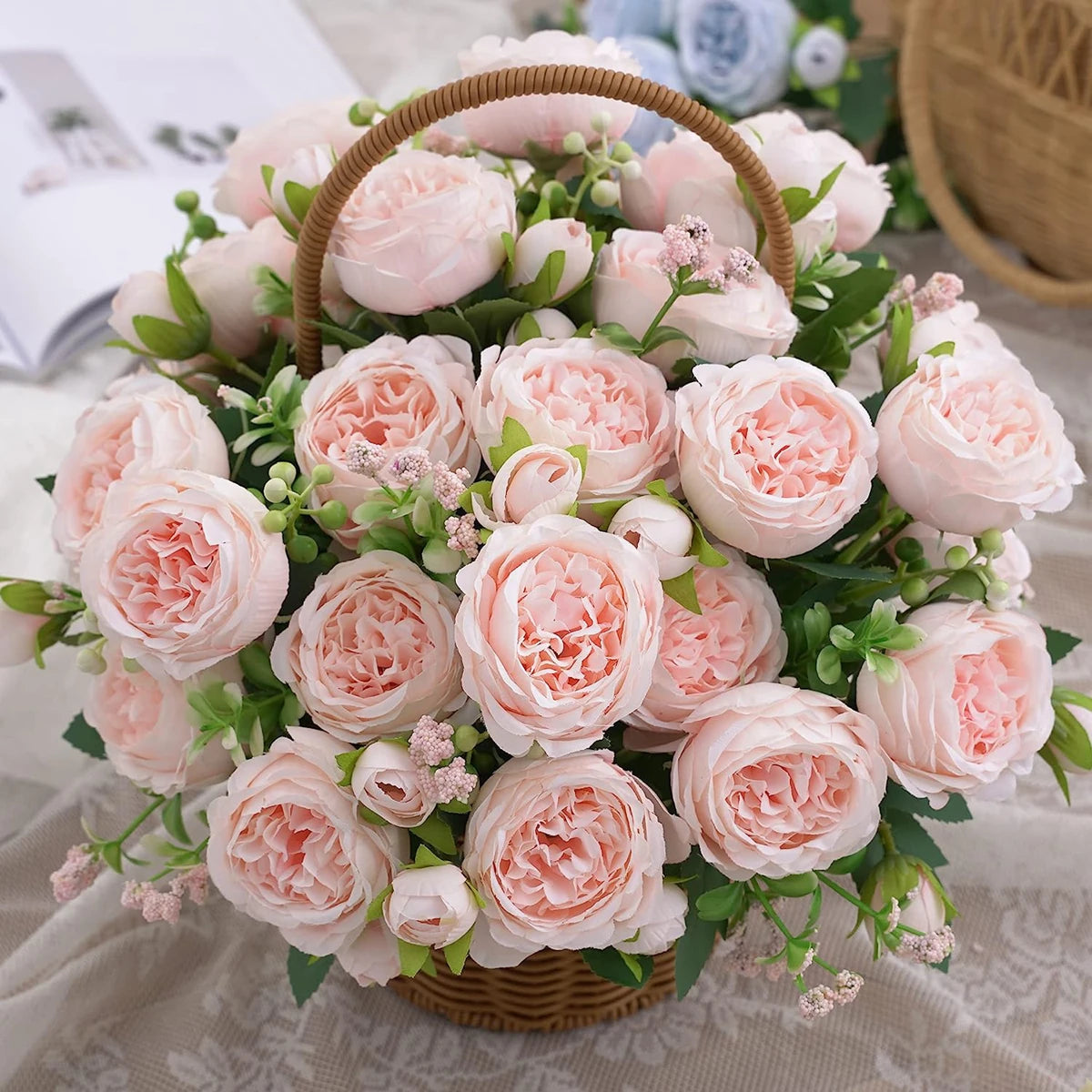 1Bundle 5 Flower Persian Peony Wedding Bouquet Artificial Flower Peony Valentine Decoration Diy Vase Home Living Room Decoration