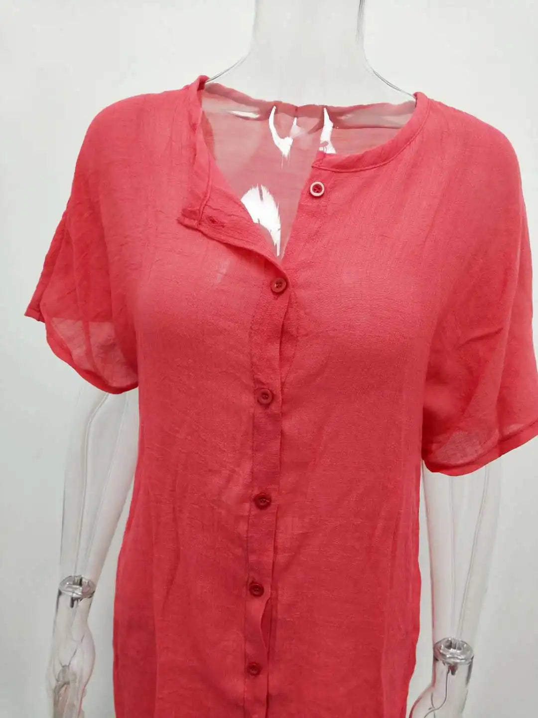 Women's shirt, multi color, multi size, medium length, loose fitting solid color, short sleeved shirt, beach sun protection for