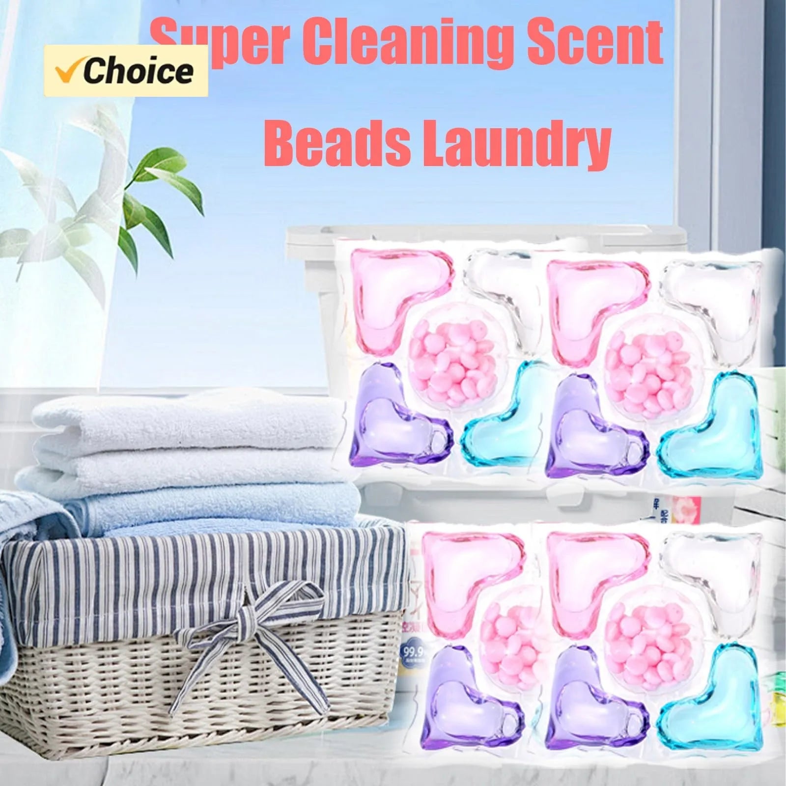 HOT 5 In 1 Laundry Beads, Super Clean Scented Laundry Beads, Long Lasting And Softener, Deep Cleaning Laundry 50 Capsules 400ml