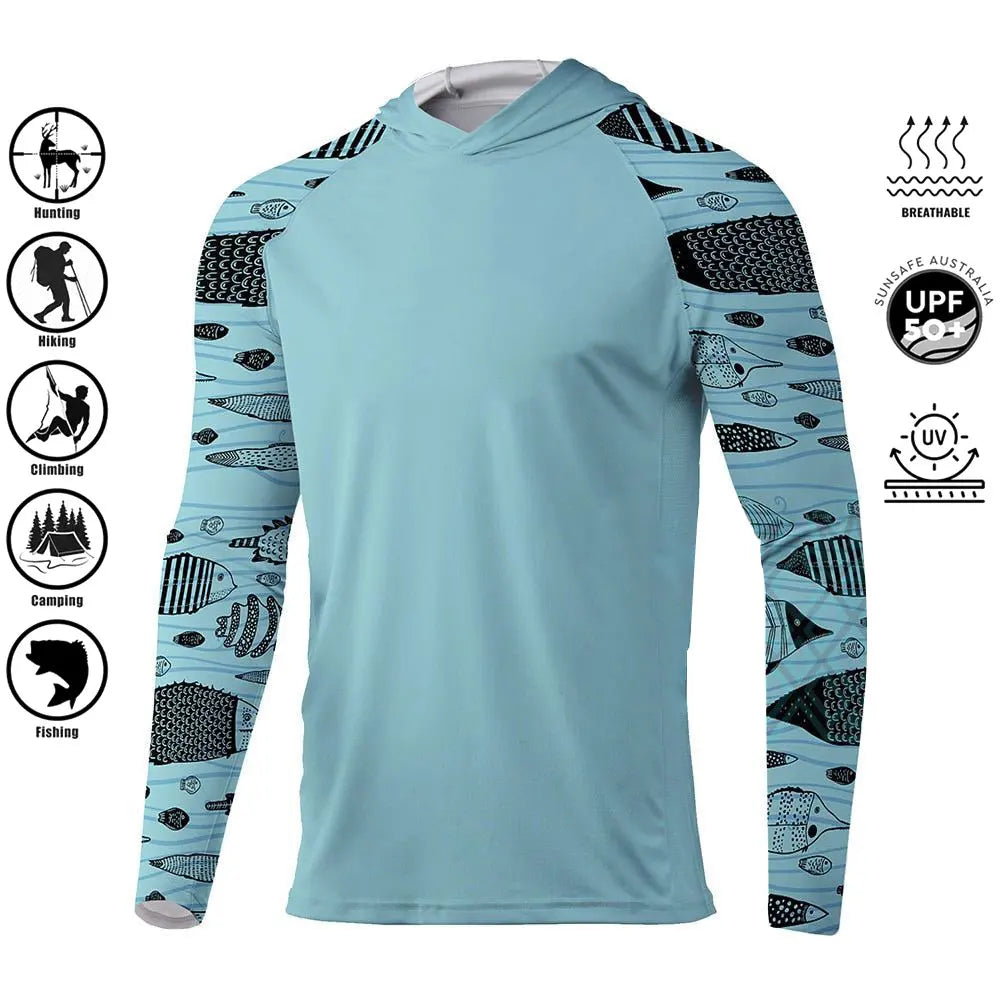 Fishing Shirt Hoodie,UPF 50+ Uv Protection Quick Dry Tops Breathable Outdoor Moisture Wicking Jersey Fishing Apparel shirt