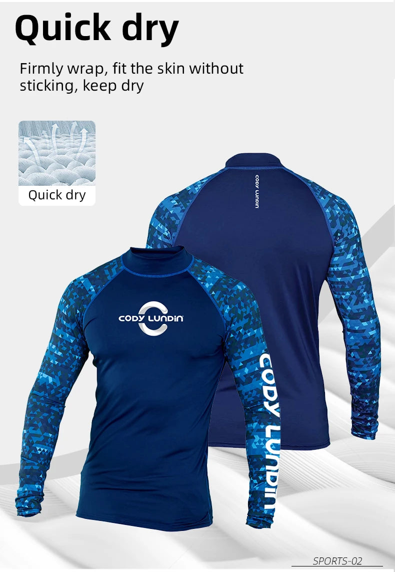 Cody lundin Men's Long Sleeve Shirt UPF 50+ UV Protection Sunscreen Sweatshirt for Hiking Running Workout Swim Surf Rash Gaurd