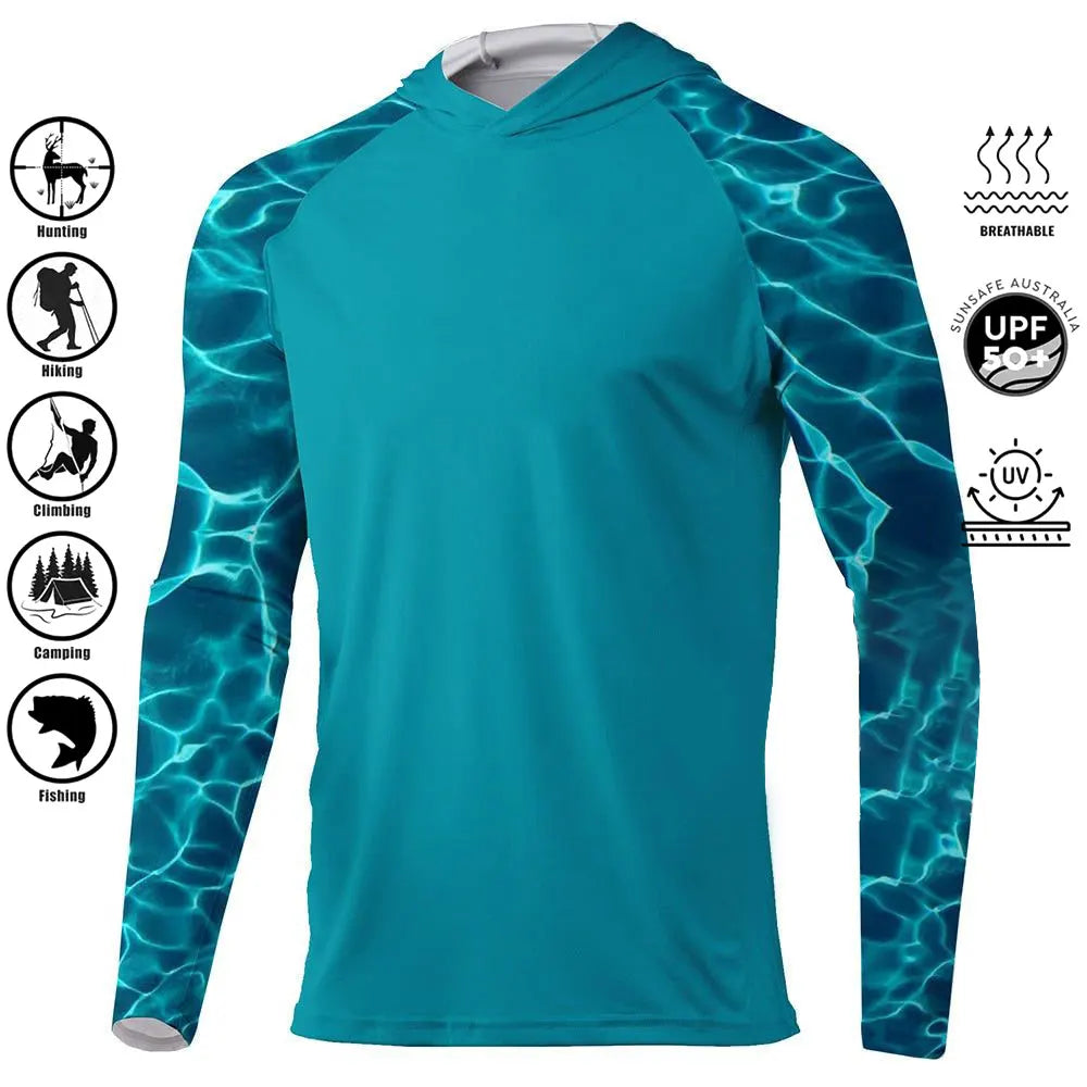 Fishing Shirt Hoodie,UPF 50+ Uv Protection Quick Dry Tops Breathable Outdoor Moisture Wicking Jersey Fishing Apparel shirt