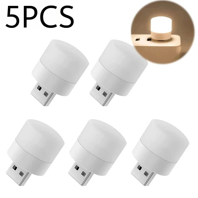 1/10Pcs Mini USB Night Light Eye Protection Book Reading Light USB Plug Computer Mobile Power Charging LED Night Lamp Warm White