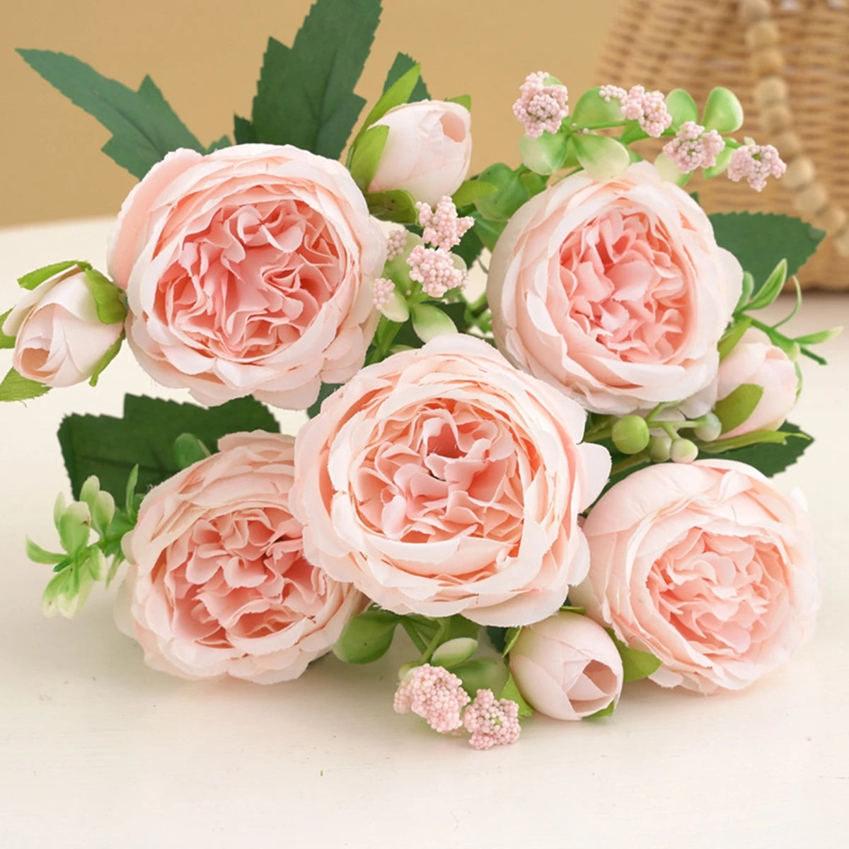 1Bundle 5 Flower Persian Peony Wedding Bouquet Artificial Flower Peony Valentine Decoration Diy Vase Home Living Room Decoration