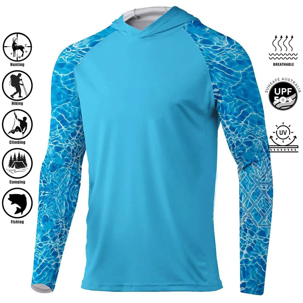 Fishing Shirt Hoodie,UPF 50+ Uv Protection Quick Dry Tops Breathable Outdoor Moisture Wicking Jersey Fishing Apparel shirt
