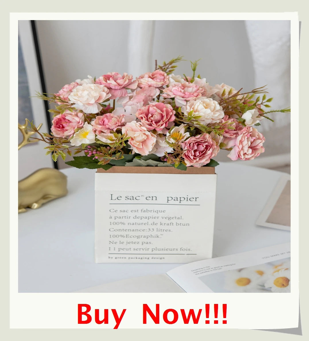 1Bundle 5 Flower Persian Peony Wedding Bouquet Artificial Flower Peony Valentine Decoration Diy Vase Home Living Room Decoration