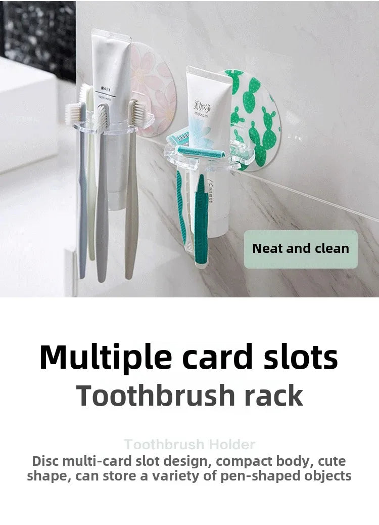 Toothbrush Holder Bathroom Creative Wall Mounted Multipurpose Storage Rack Household Punch Free Toothpaste Razor Holder