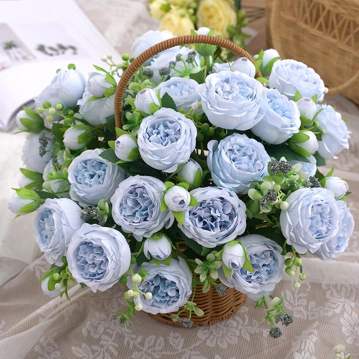 1Bundle 5 Flower Persian Peony Wedding Bouquet Artificial Flower Peony Valentine Decoration Diy Vase Home Living Room Decoration