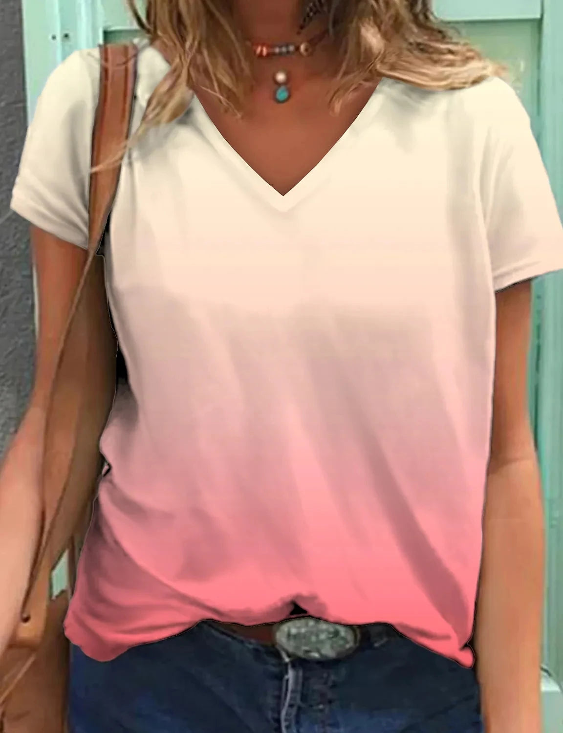 Harajuku Solid Color Gradation T Shirt For Women New 3D Girls Short Sleeve Tops Casual Ladies T-shirts Oversized Women Clothing