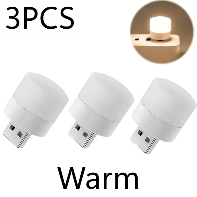 1/10Pcs Mini USB Night Light Eye Protection Book Reading Light USB Plug Computer Mobile Power Charging LED Night Lamp Warm White