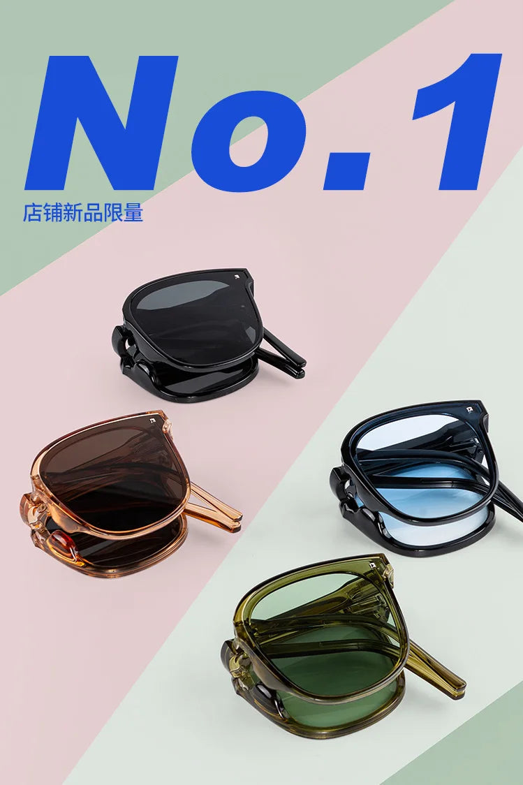 New Folding Sunglasses Fashion Sun Protection Folding Sunglasses Women Advanced Sense ins