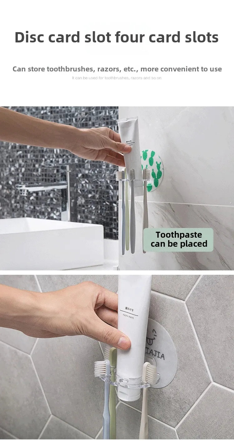 Toothbrush Holder Bathroom Creative Wall Mounted Multipurpose Storage Rack Household Punch Free Toothpaste Razor Holder